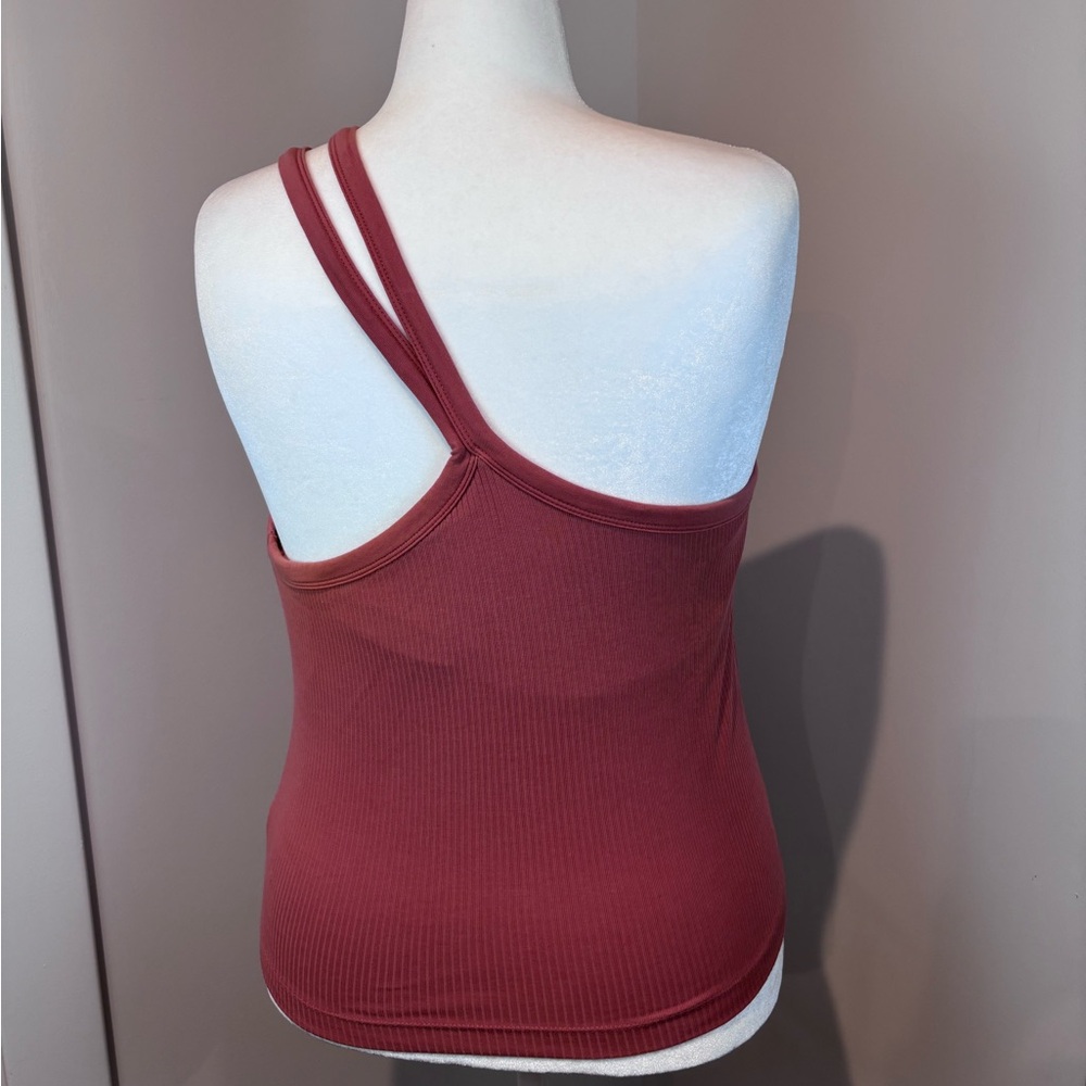 Old Navy Plus 2X One Shoulder Ribbed Tank Top Mauve Pink Built-In Bra - Picture 4 of 11